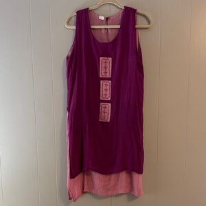 Women’s Silk & Cotton Tunic magenta pink vacation resort festival one size